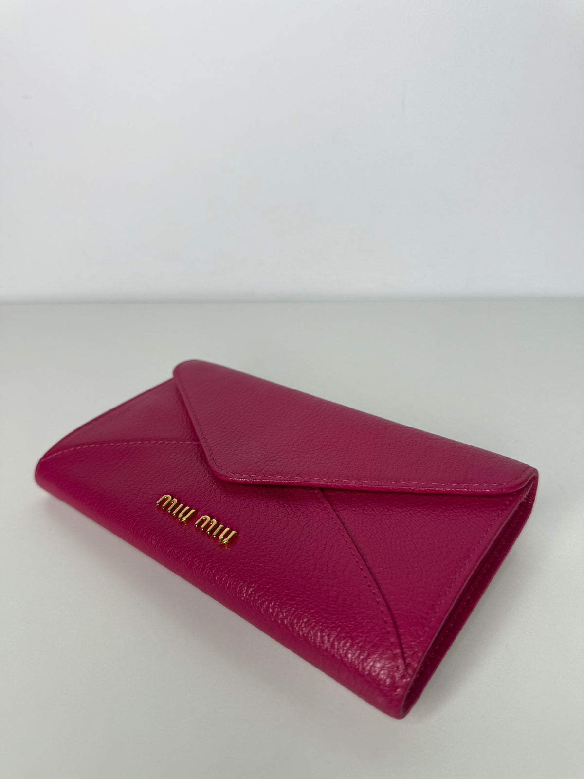 Miu Miu Fuchsia Leather Envelope Wallet