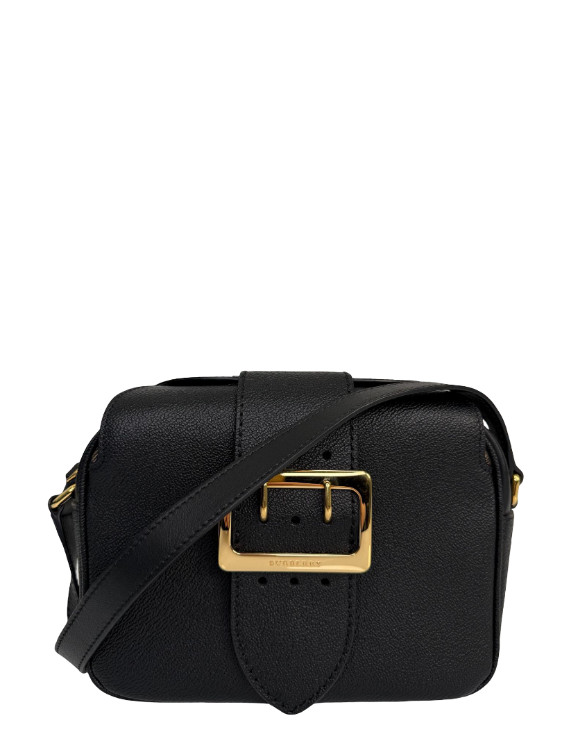 Burberry Black Grained Leather Small Buckle Crossbody Bag