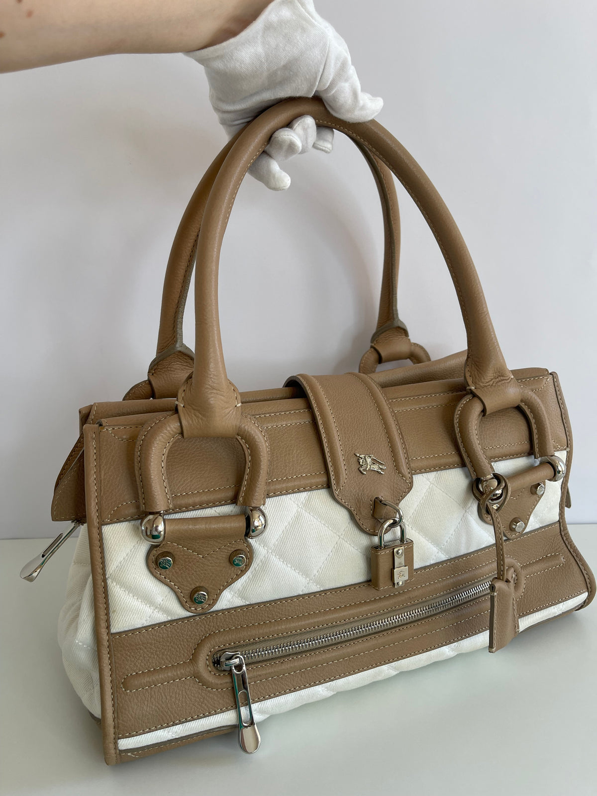 Burberry Quilted Canvas Manor Tote Bag