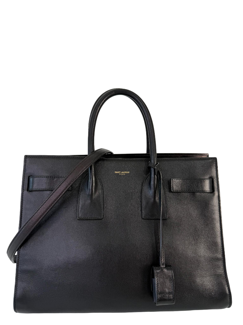 Saint Laurent Sac de Jour Large Black Smooth Leather Tote
