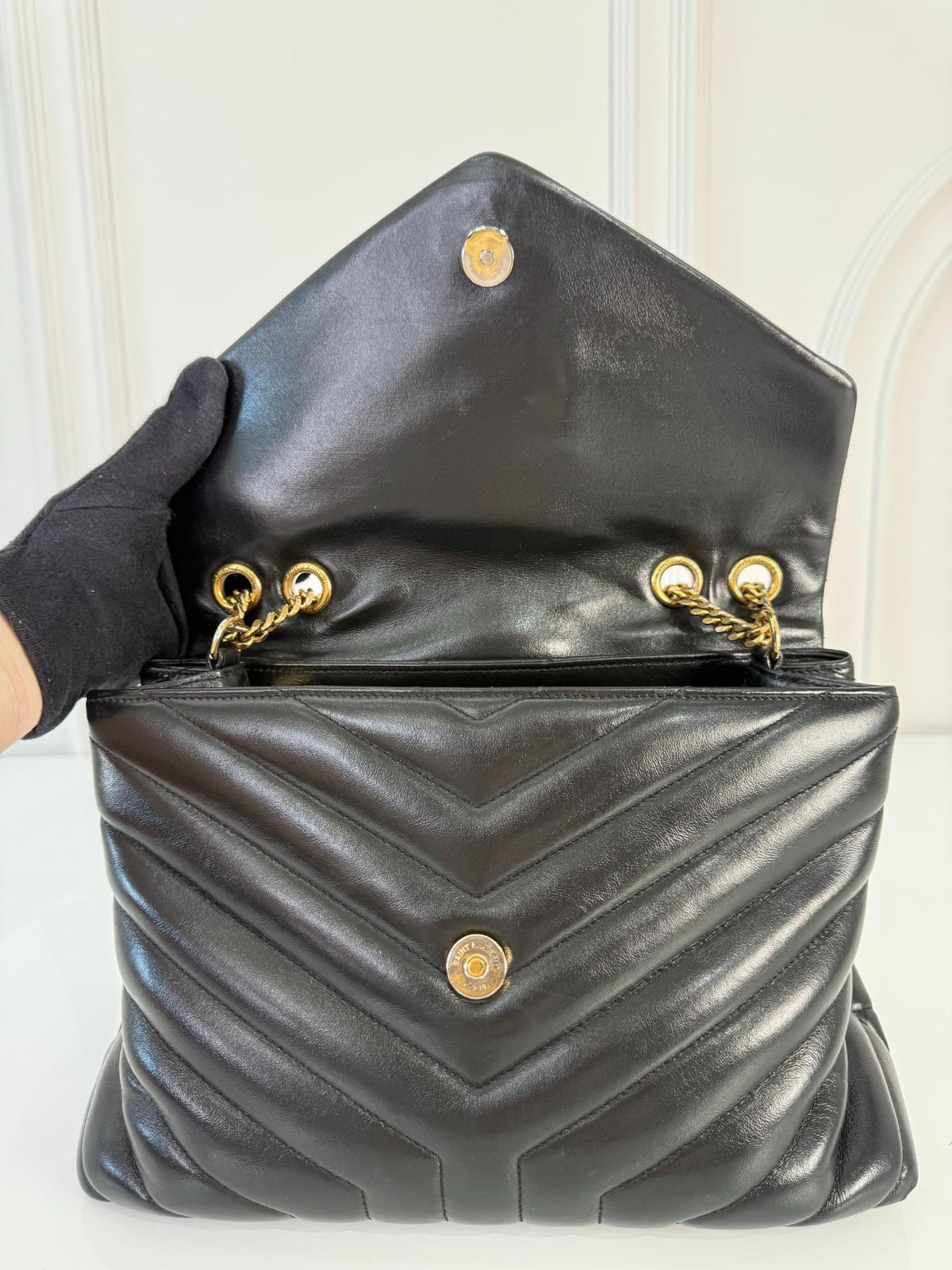 Saint Laurent LouLou Large Black Quilted Shoulder Bag