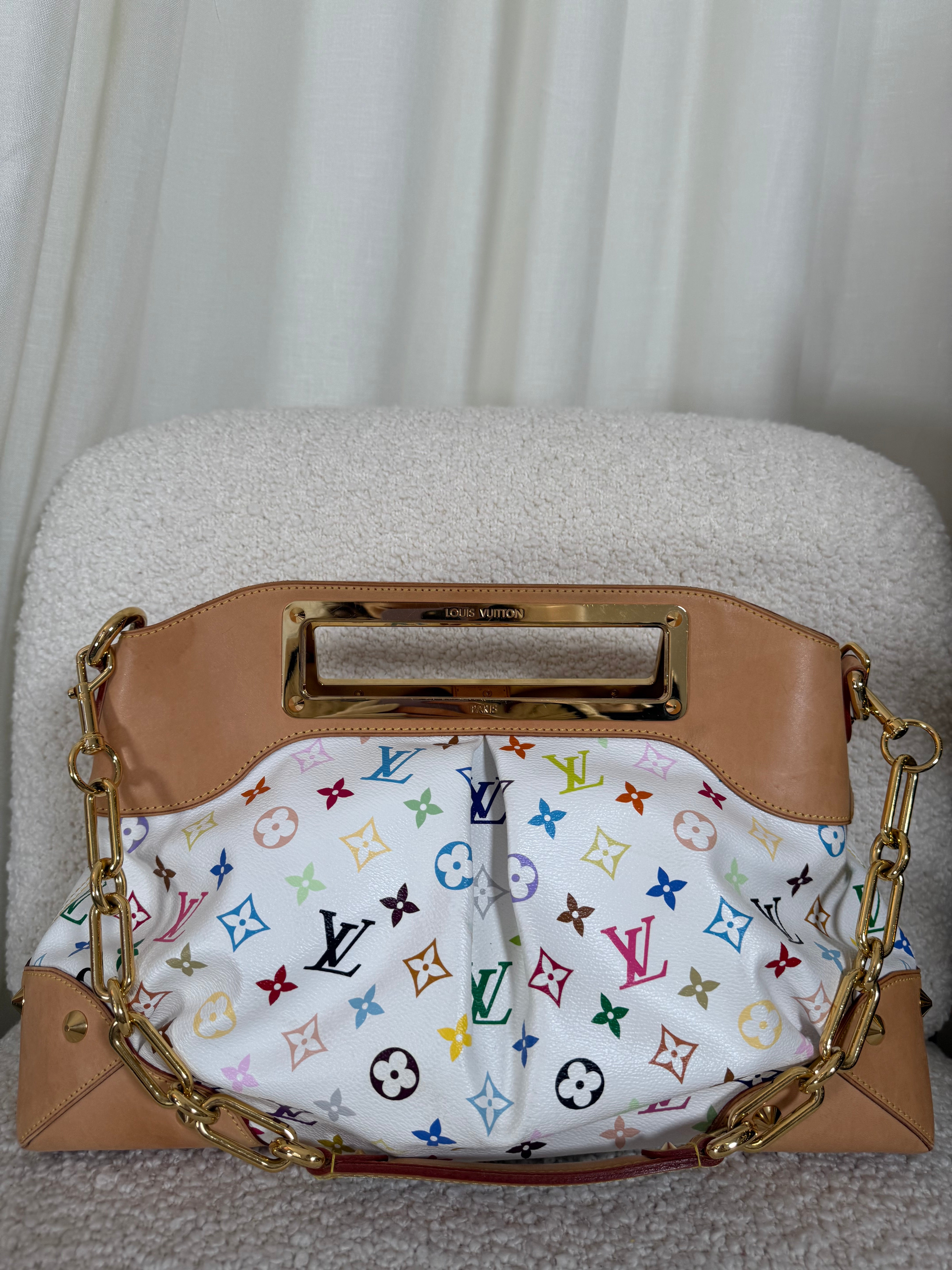 Louis Vuitton Limited Edition Judy GM White Monogram Multicolor Takashi Murakami