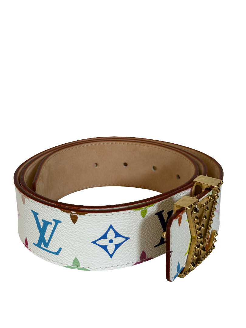 Louis Vuitton Rare Monogram Multicolor Studded LV Initiales Belt 90 36