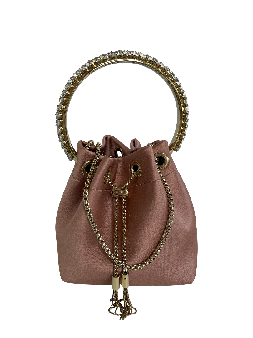 Jimmy Choo Satin Crystal Embellished Top Handle Bon Bon Bag