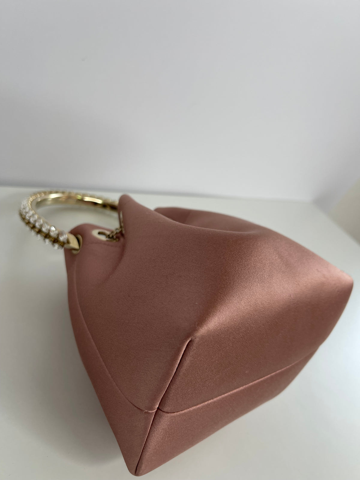 Jimmy Choo Satin Crystal Embellished Top Handle Bon Bon Bag