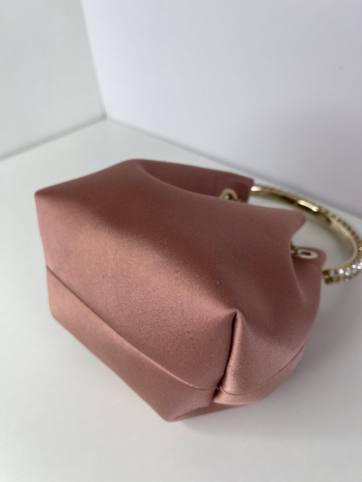 Jimmy Choo Satin Crystal Embellished Top Handle Bon Bon Bag