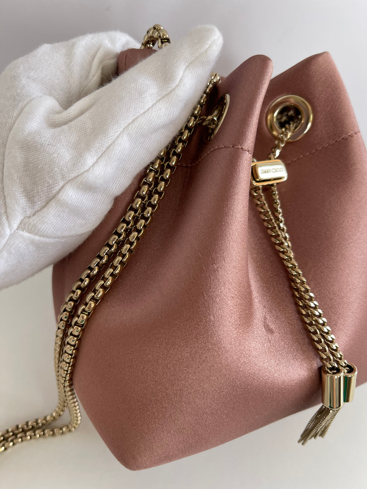 Jimmy Choo Satin Crystal Embellished Top Handle Bon Bon Bag