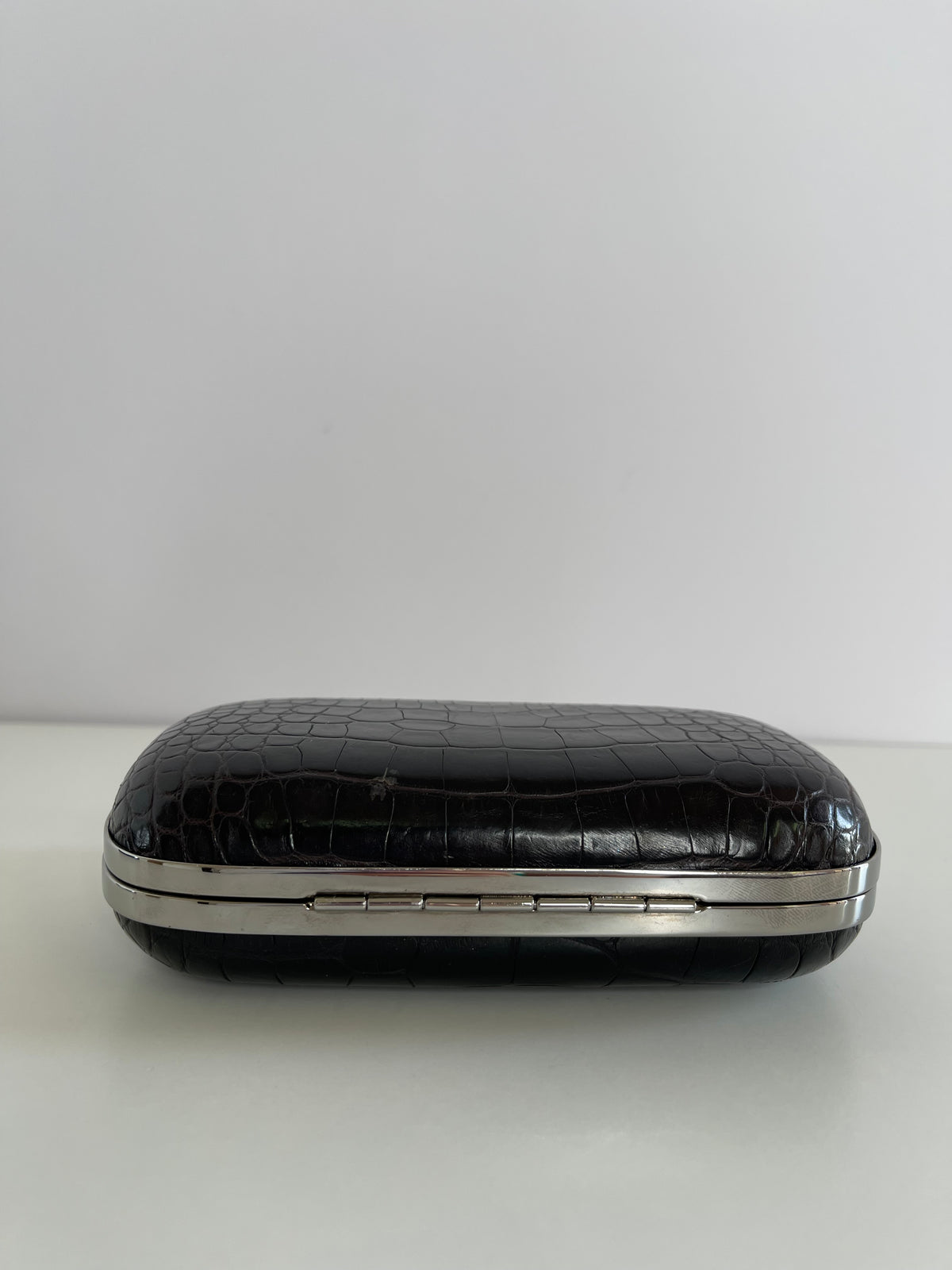 Yves Saint Laurent Crocodile Embossed Minaudiere Clutch