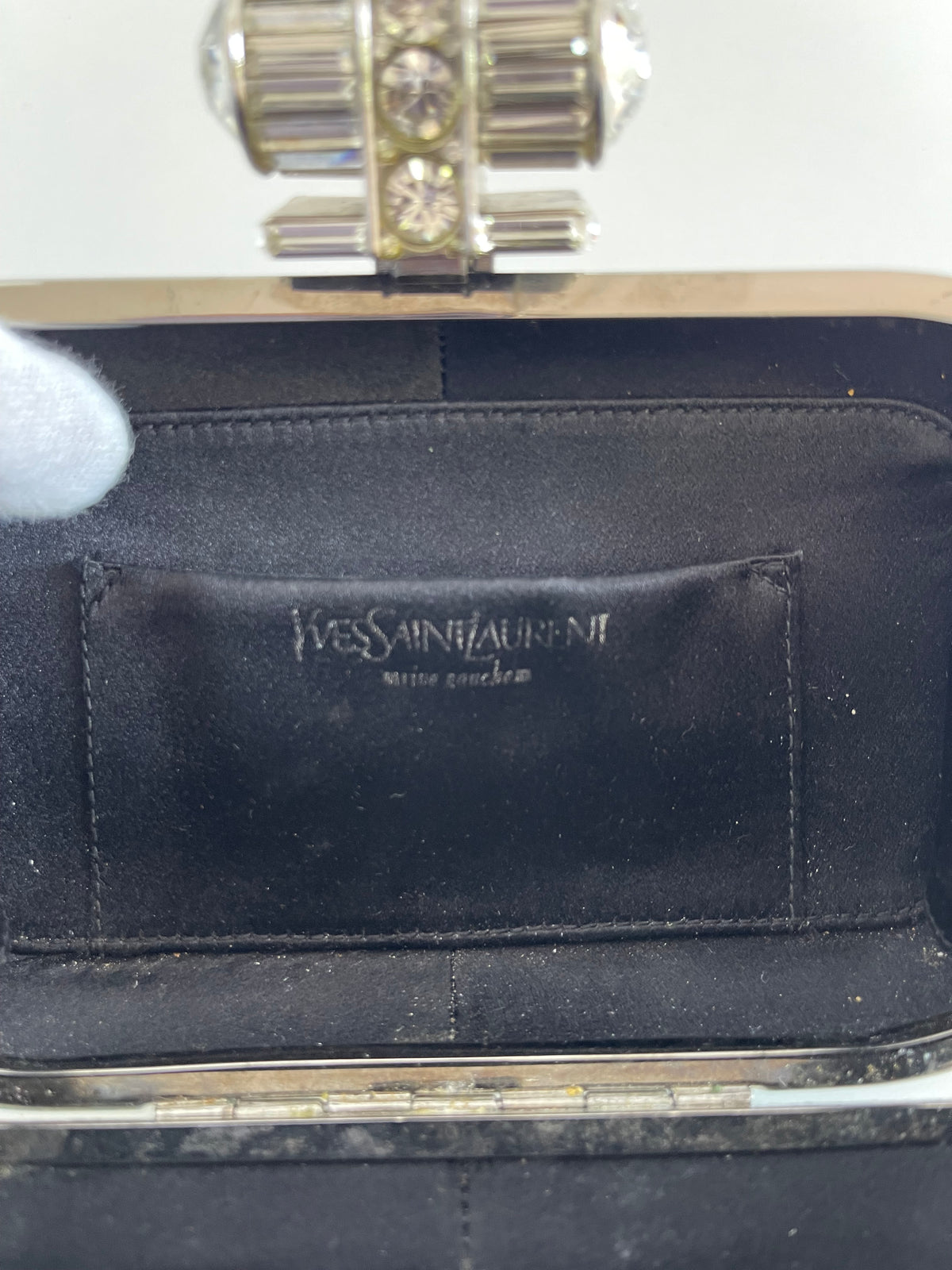 Yves Saint Laurent Crocodile Embossed Minaudiere Clutch