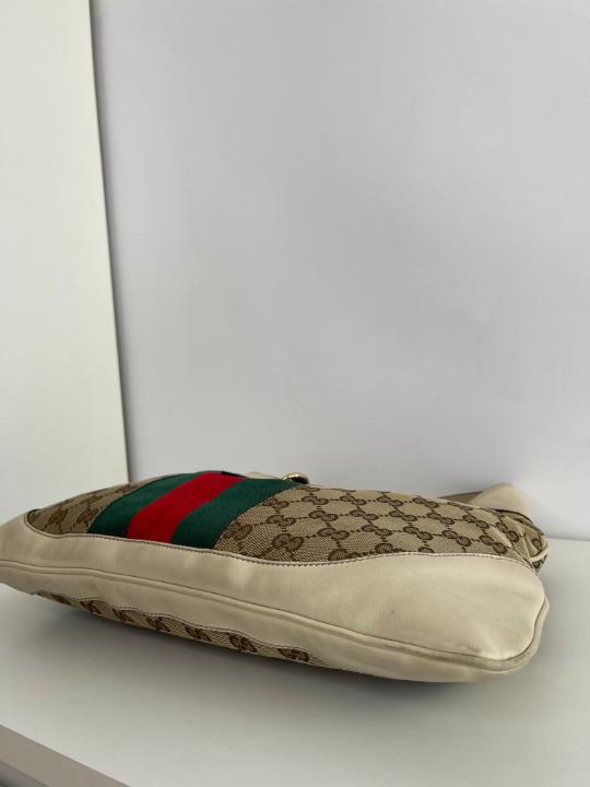 Gucci Beige GG Canvas and Leather Web Jackie O Bouvier Hobo