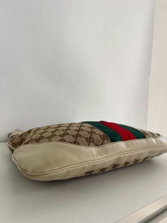 Gucci Beige GG Canvas and Leather Web Jackie O Bouvier Hobo