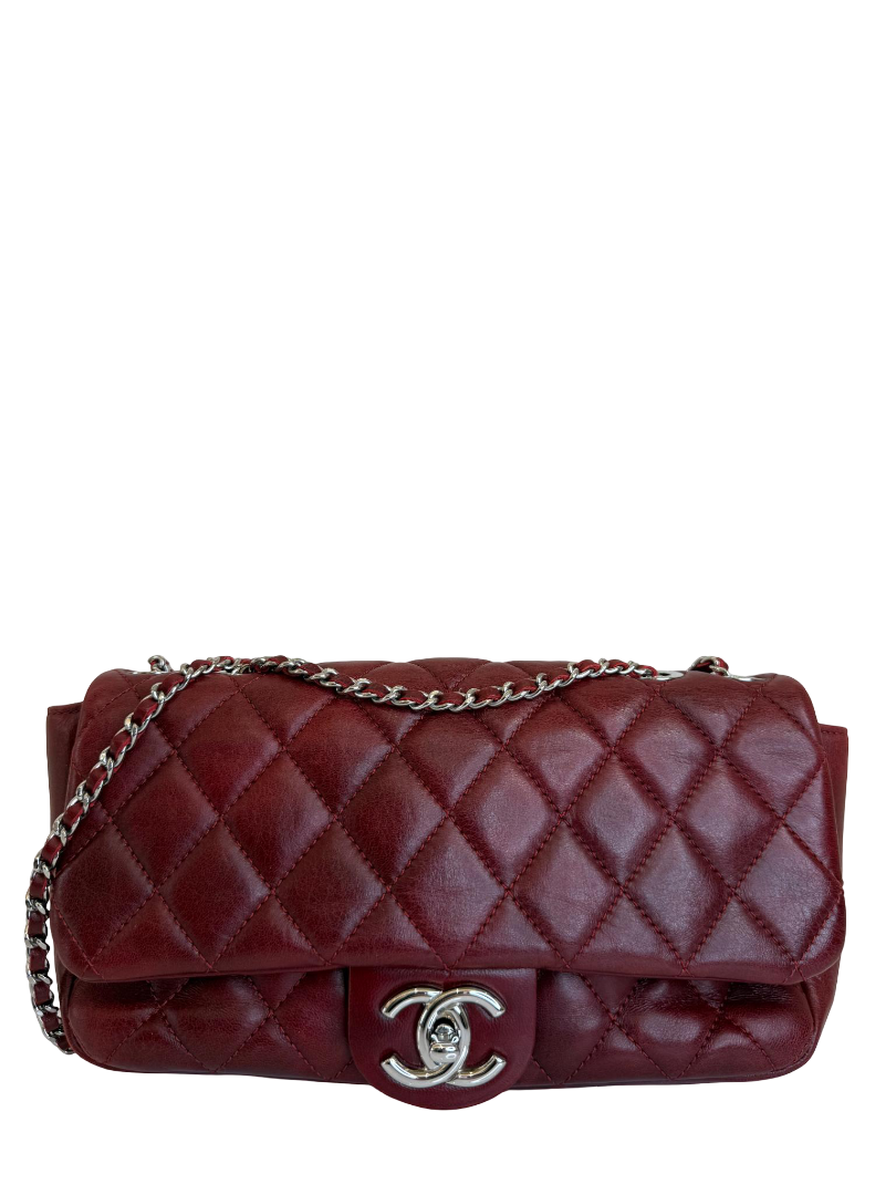 Chanel Lambskin Burgundy Coco Rain Medium Flap Bag