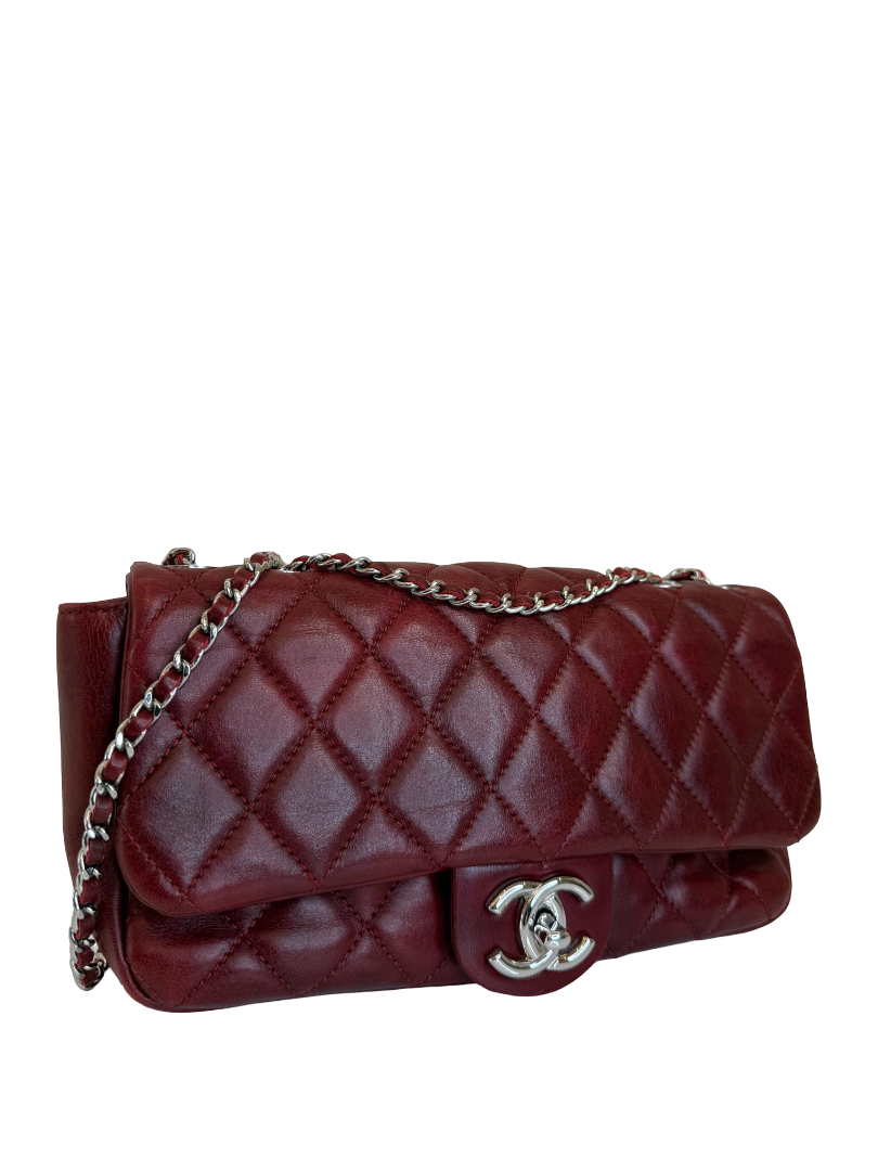 Chanel Lambskin Burgundy Coco Rain Medium Flap Bag