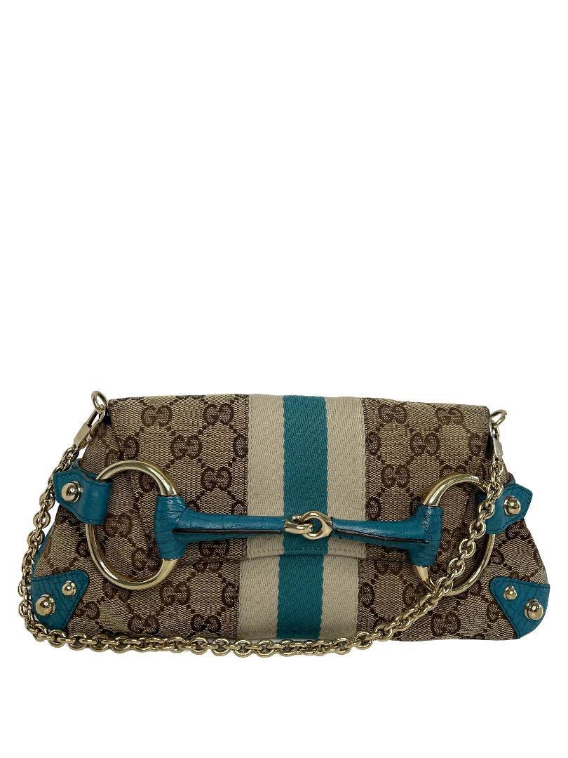 Rare Gucci Horsebit GG Clutch Pochette Chain