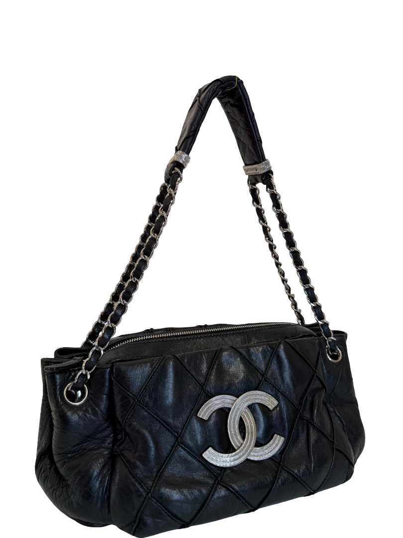Chanel Black Quilted Leather CC Accordion Shoulder Bag