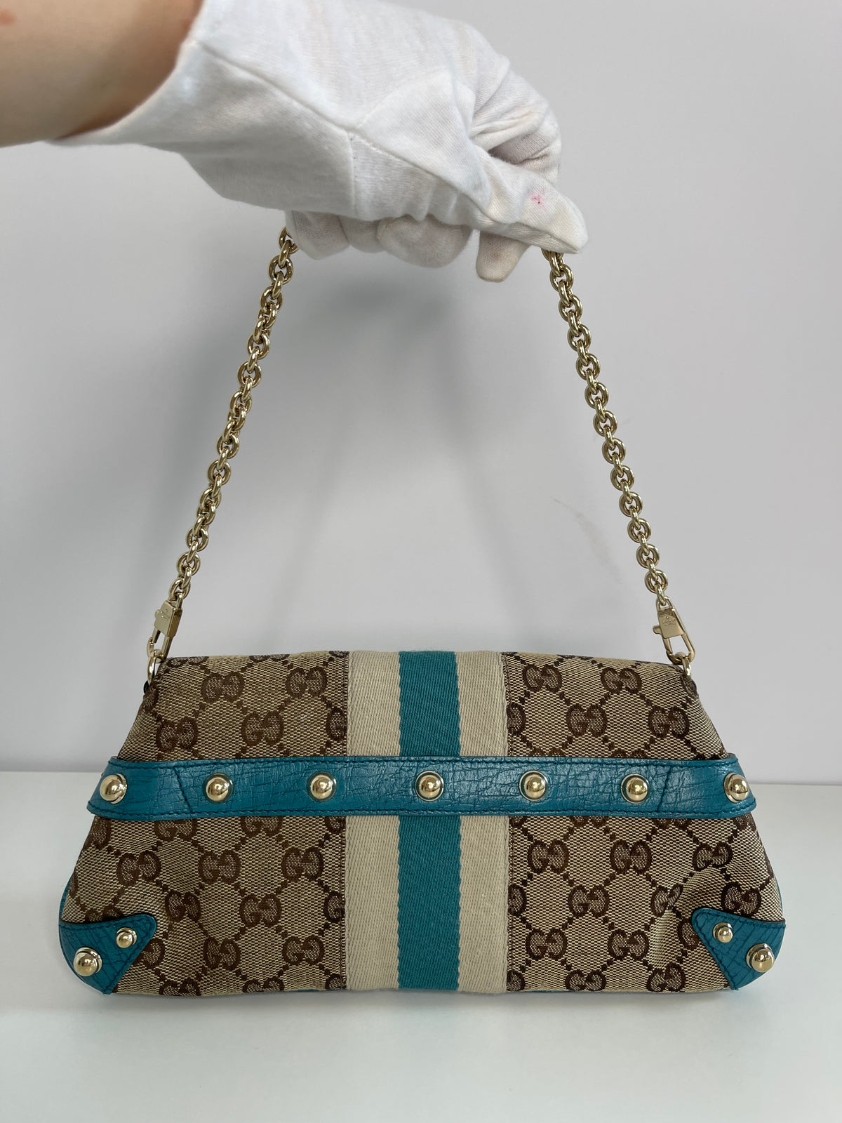 Rare Gucci Horsebit GG Clutch Pochette Chain