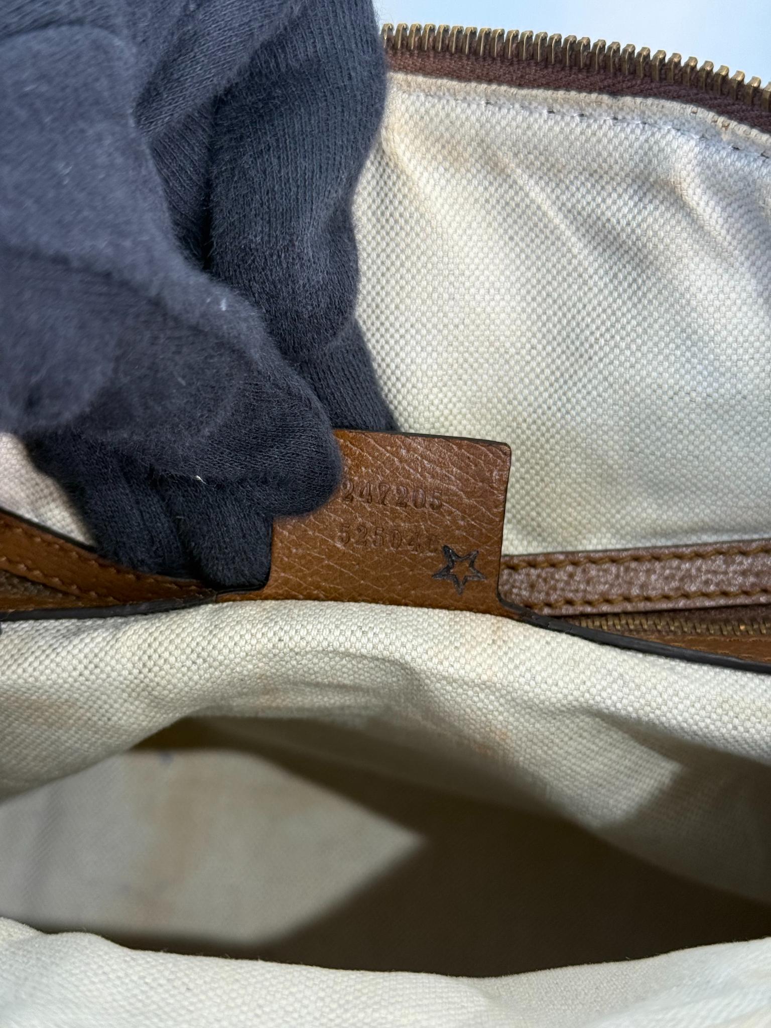Gucci Brown/Tan Canvas Medium Vintage Web Boston Bag