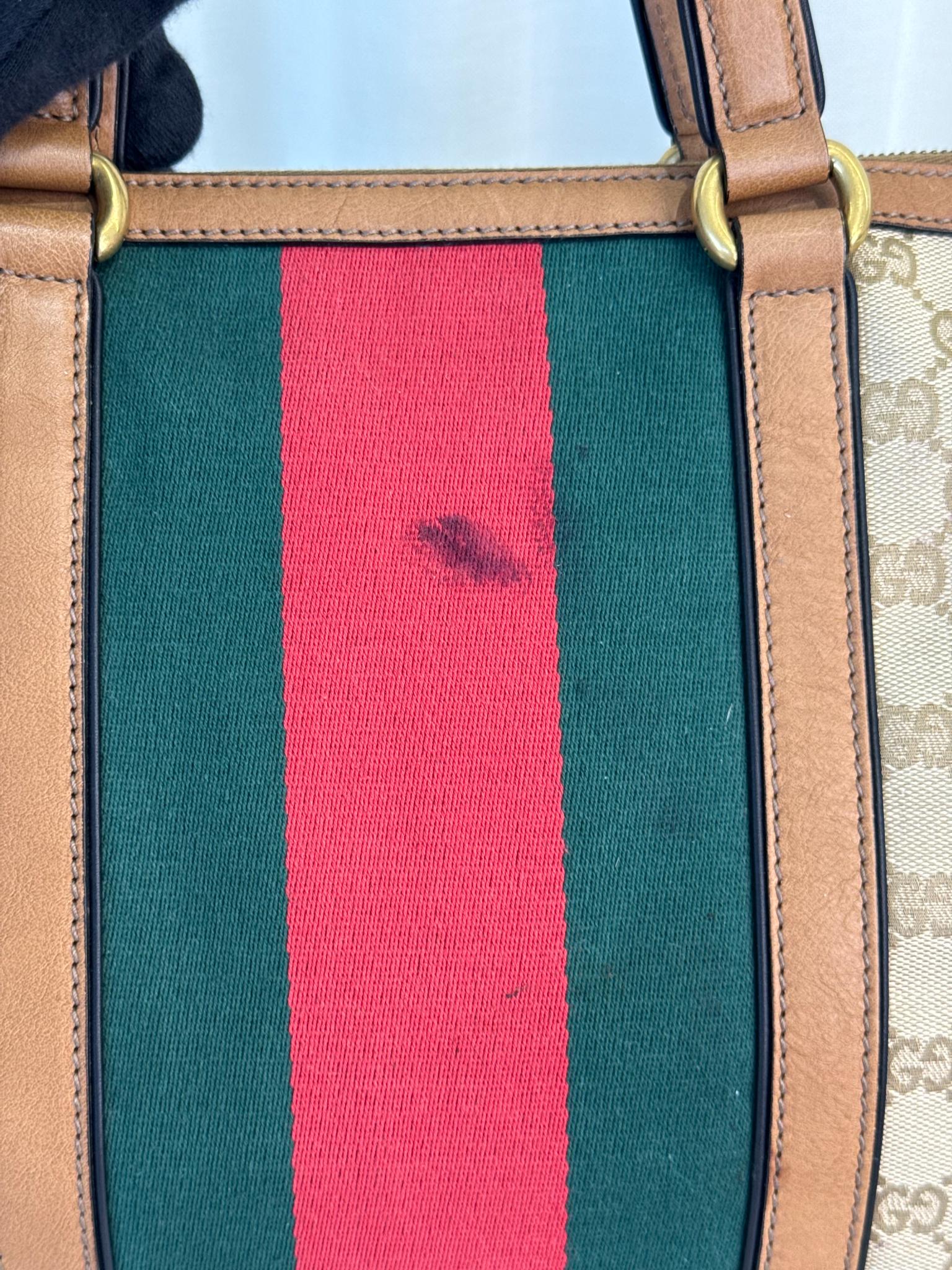 Gucci Beige GG Canvas Vintage Web Rania Top Handle Bag