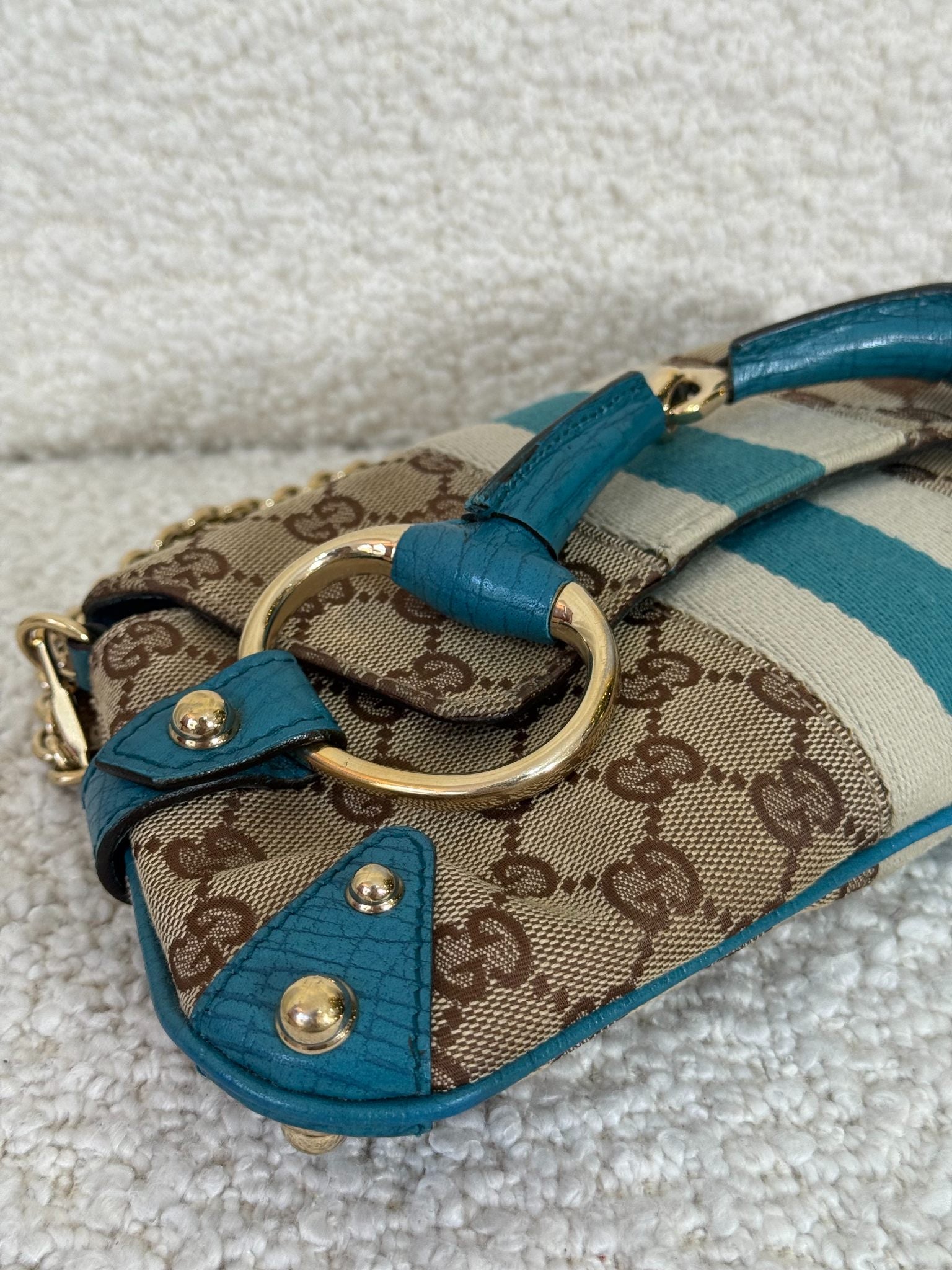 Gucci Horsebit Tom Ford Beige/Blue Canvas/Leather Pochette