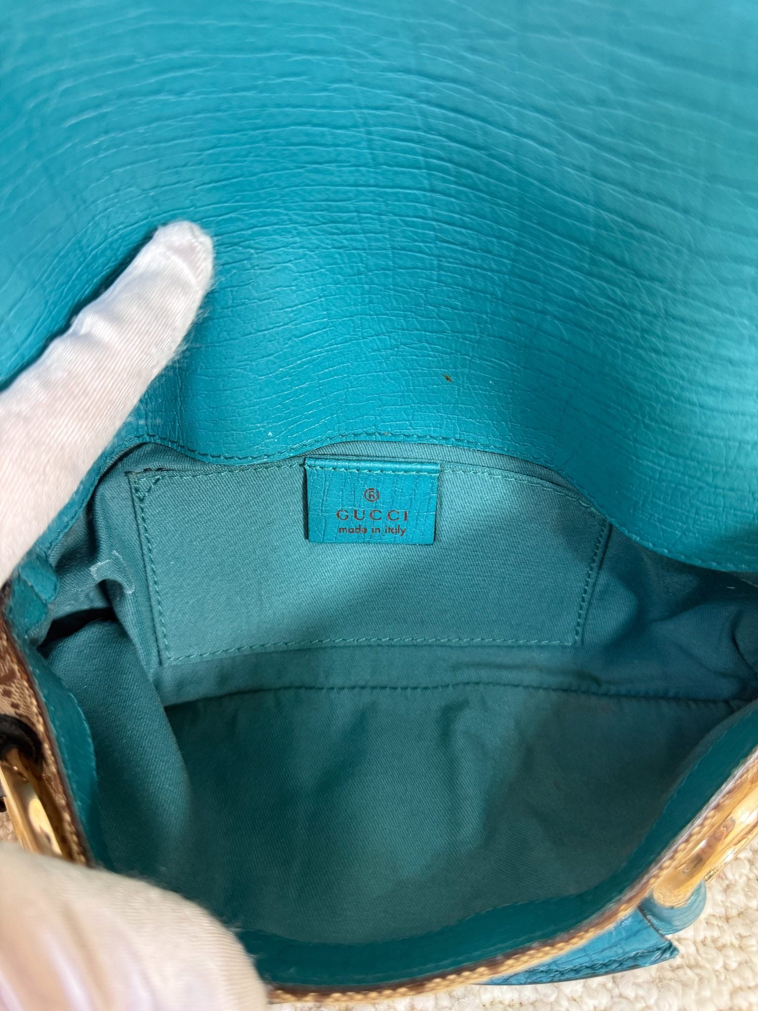 Gucci Horsebit Tom Ford Beige/Blue Canvas/Leather Pochette