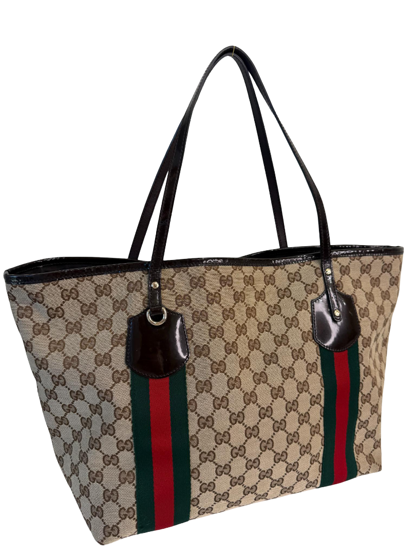 Gucci Beige/Ebony GG Canvas Jolie Tote Bag