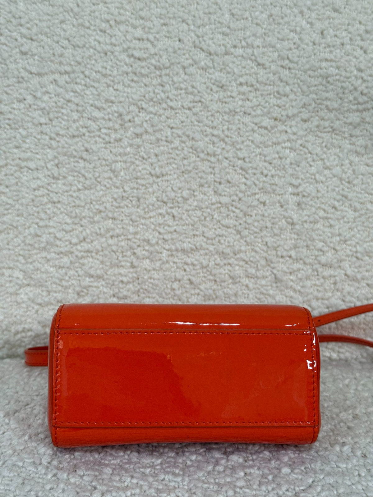 Dolce Gabbana Orange Patent Leather Bambino Miss Sicily Top Handle Bag
