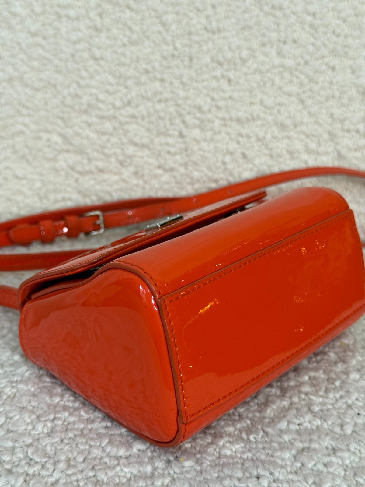 Dolce Gabbana Orange Patent Leather Bambino Miss Sicily Top Handle Bag