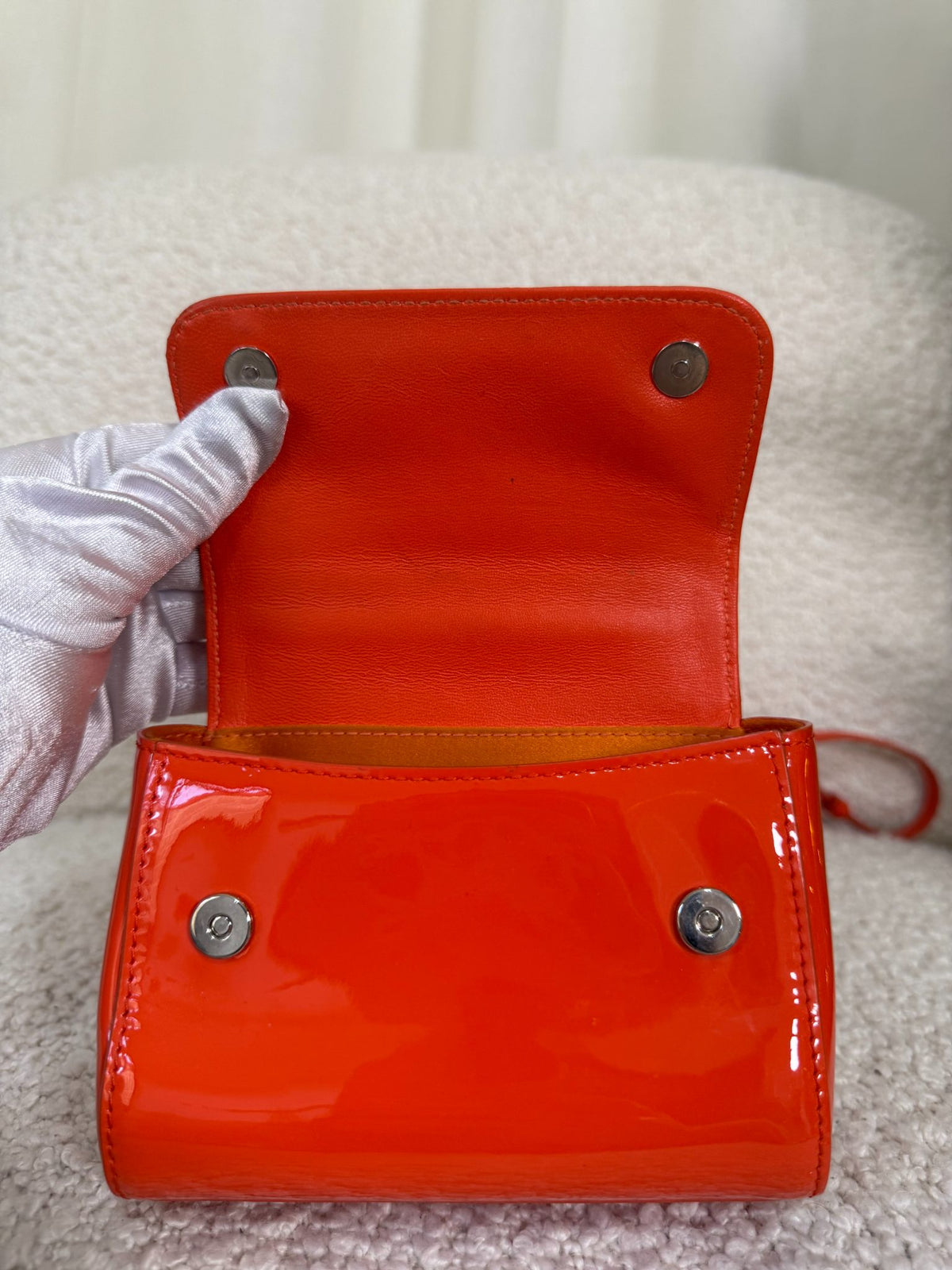 Dolce Gabbana Orange Patent Leather Bambino Miss Sicily Top Handle Bag