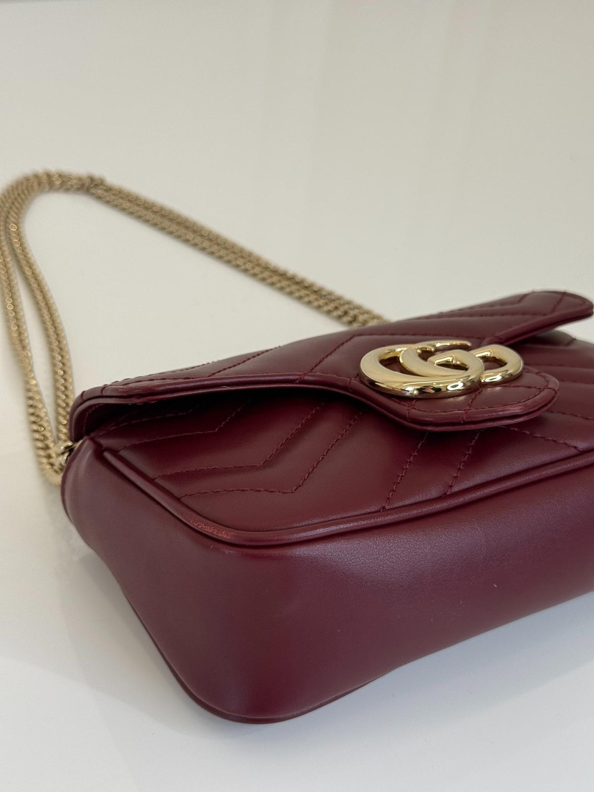 Gucci GG Marmont Rosso Ancora Leather Mini Shoulder Bag