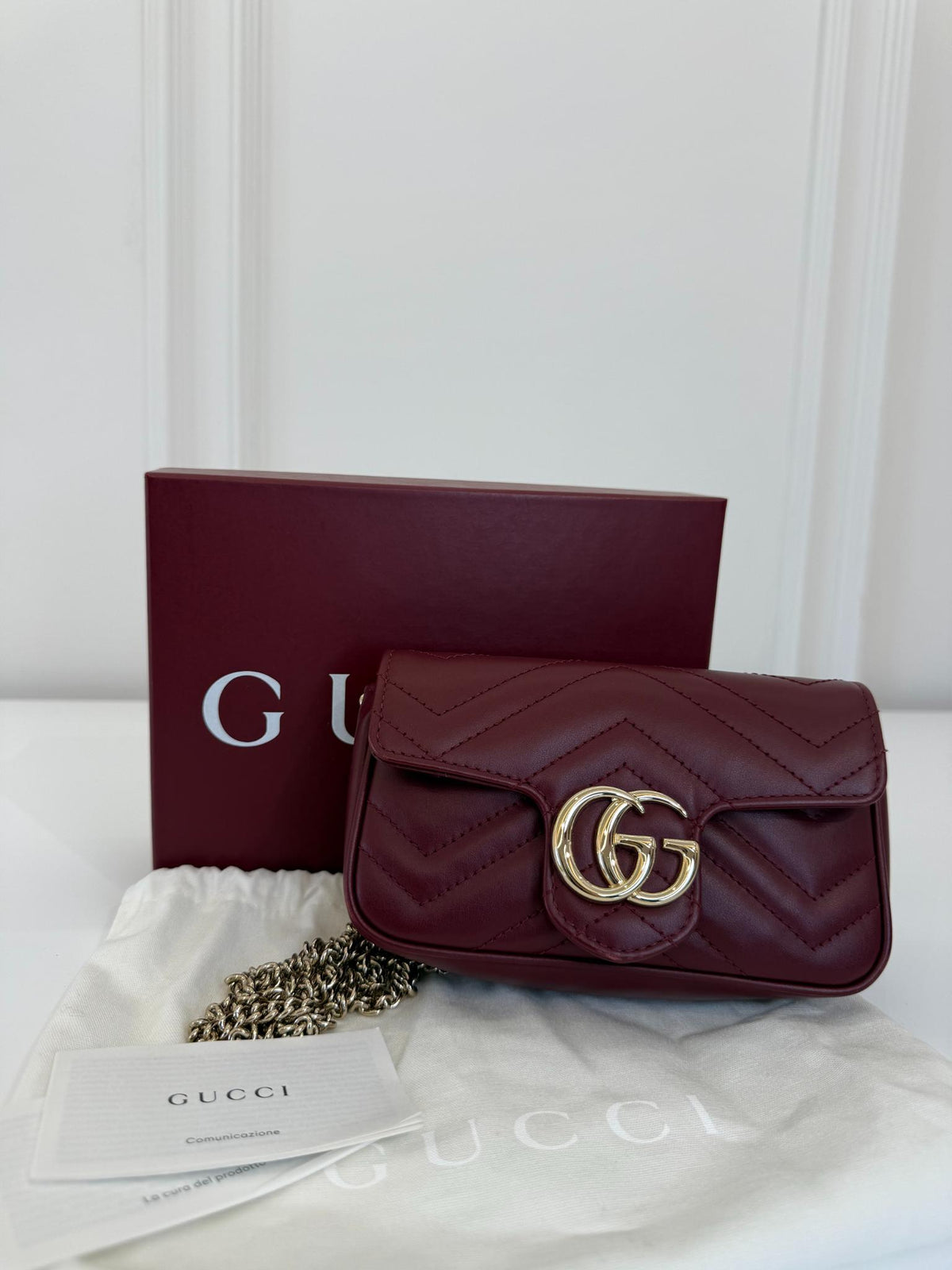 Gucci GG Marmont Rosso Ancora Leather Mini Shoulder Bag