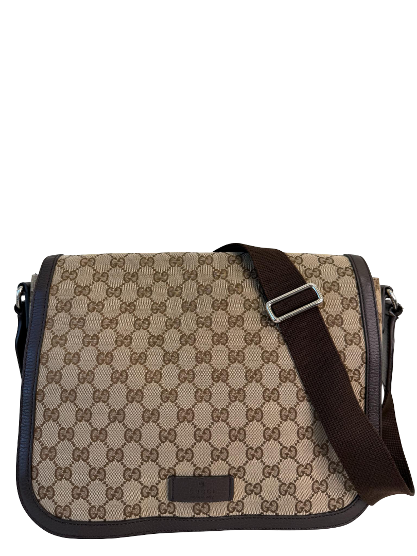 Gucci Unisex Beige/Brown GG Canvas Messenger Bag