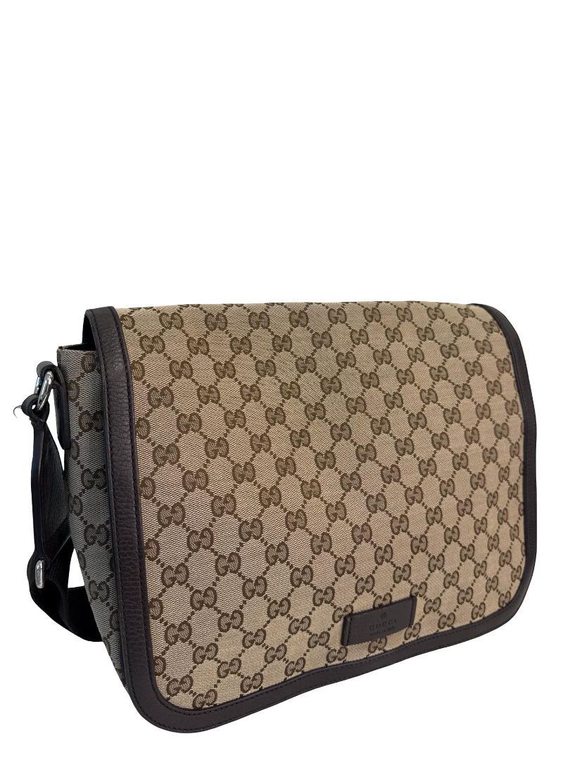 Gucci Unisex Beige/Brown GG Canvas Messenger Bag