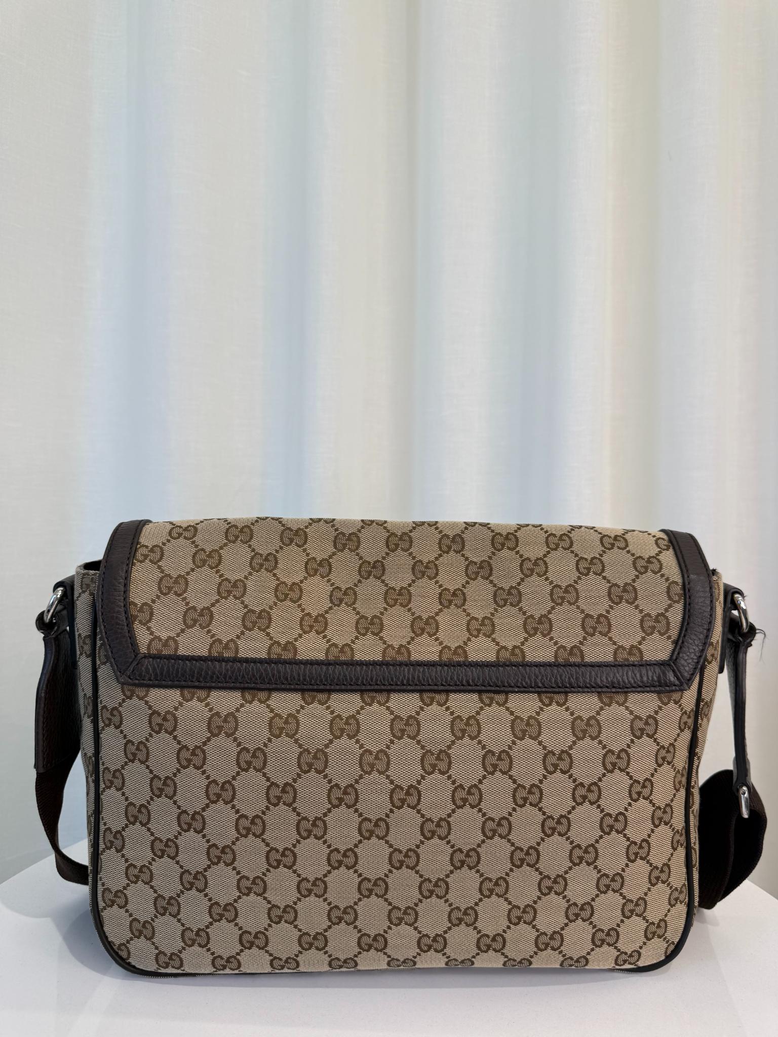Gucci Unisex Beige/Brown GG Canvas Messenger Bag