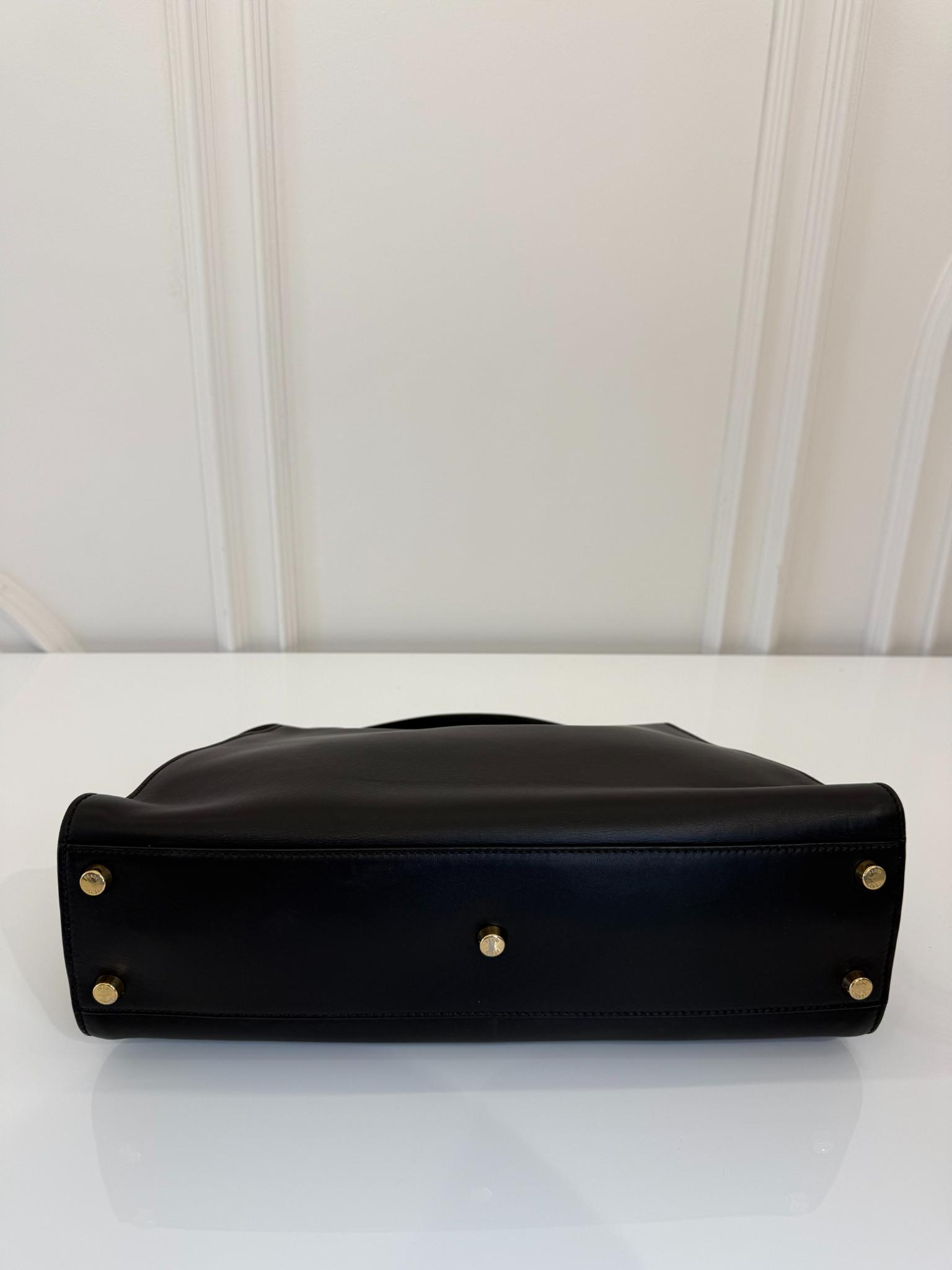 Fendi Peekaboo Large Black Soft Leather Top Handle Bag