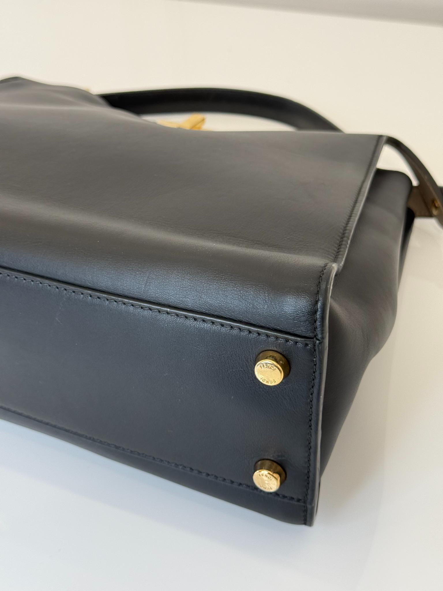 Fendi Peekaboo Large Black Soft Leather Top Handle Bag