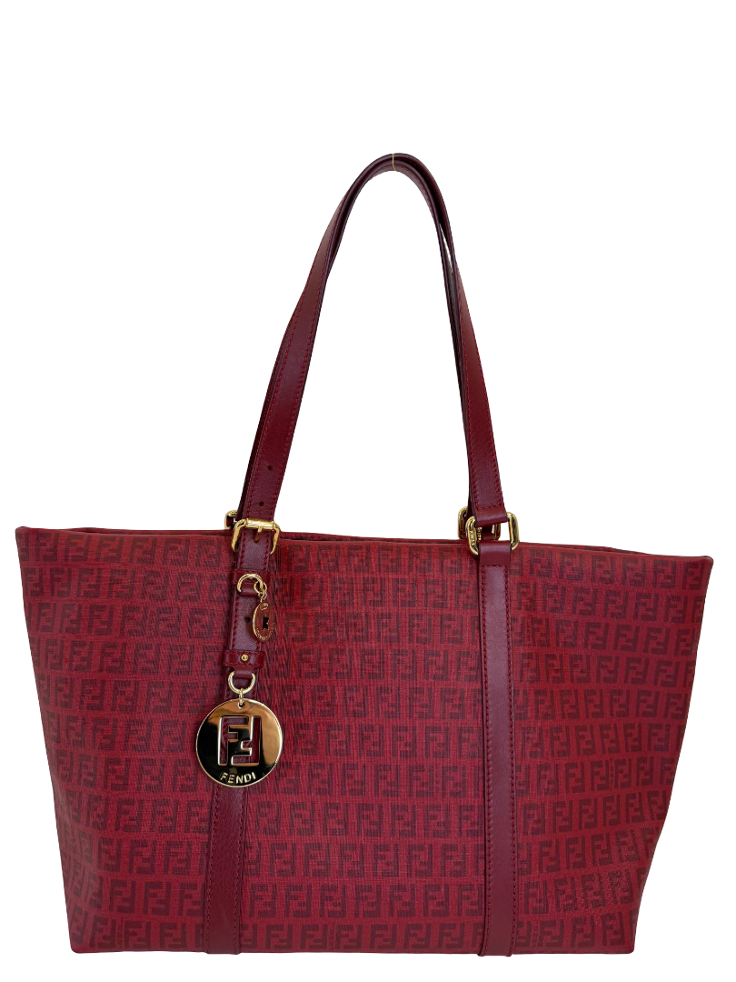 Fendi Red Zucchino Canvas  Superstar Shopper Tote