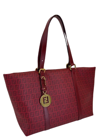Fendi Red Zucchino Canvas  Superstar Shopper Tote