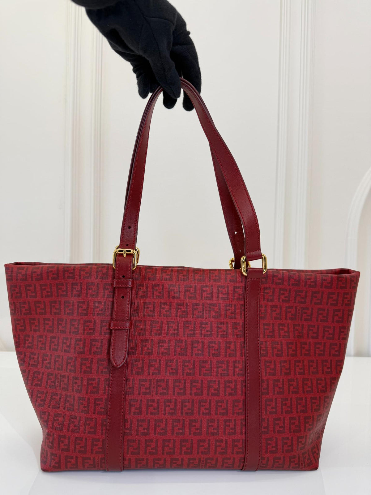 Fendi Red Zucchino Canvas  Superstar Shopper Tote