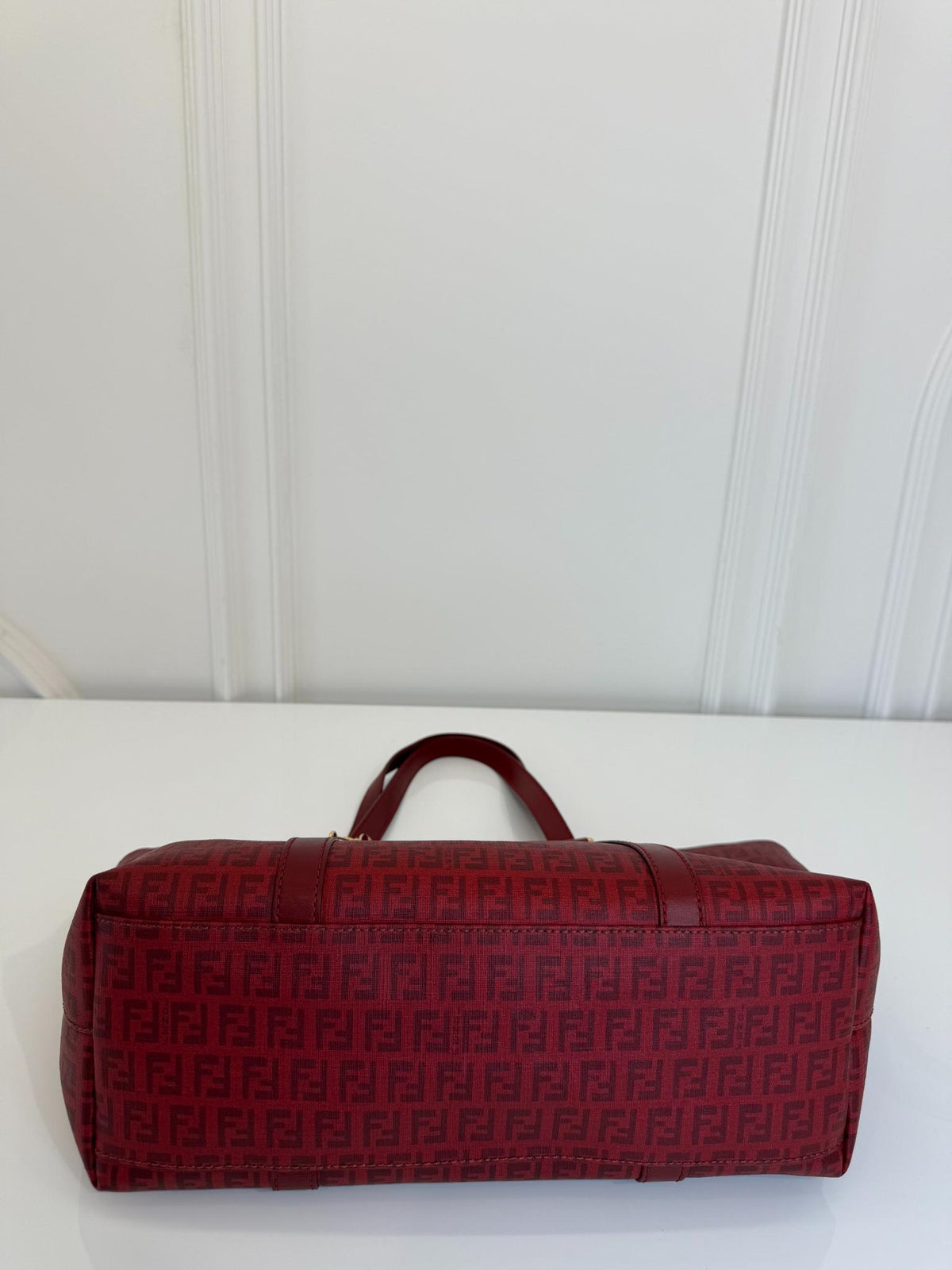 Fendi Red Zucchino Canvas  Superstar Shopper Tote