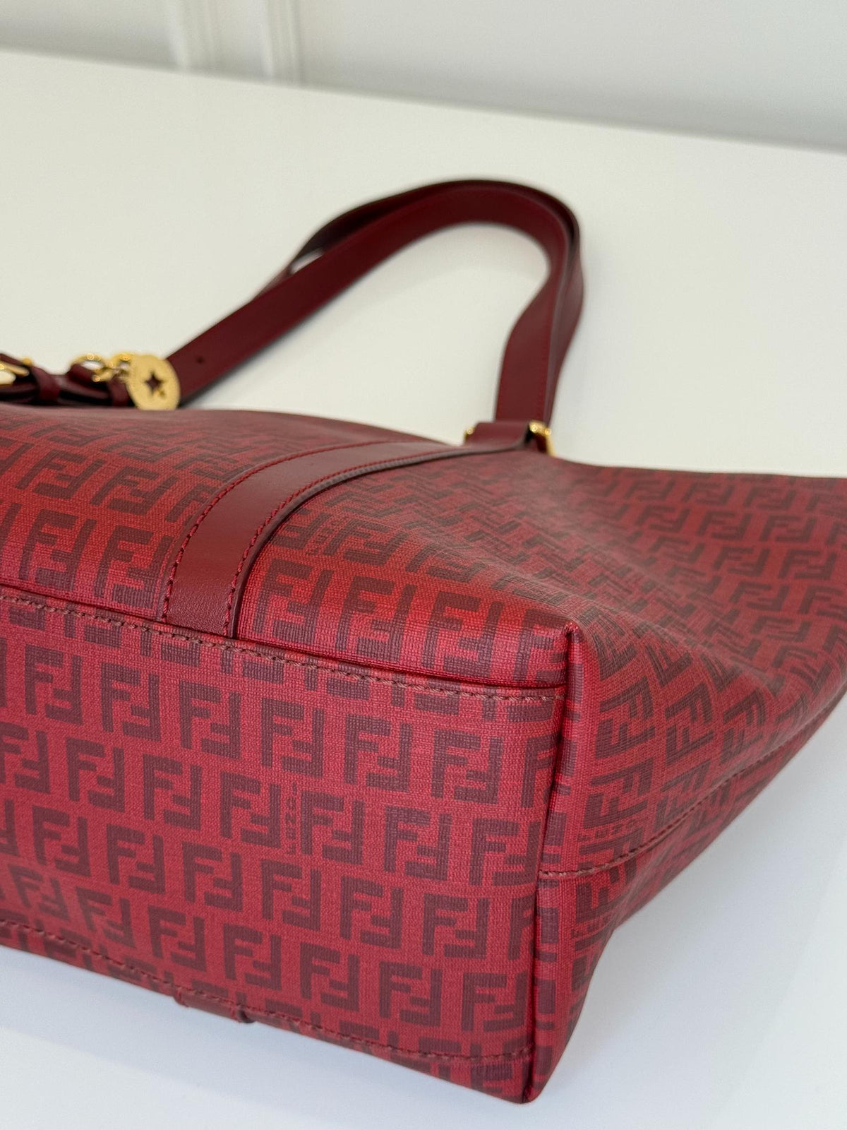 Fendi Red Zucchino Canvas  Superstar Shopper Tote