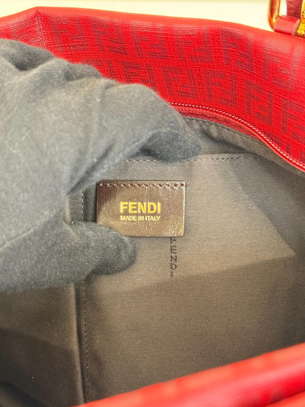 Fendi Red Zucchino Canvas  Superstar Shopper Tote