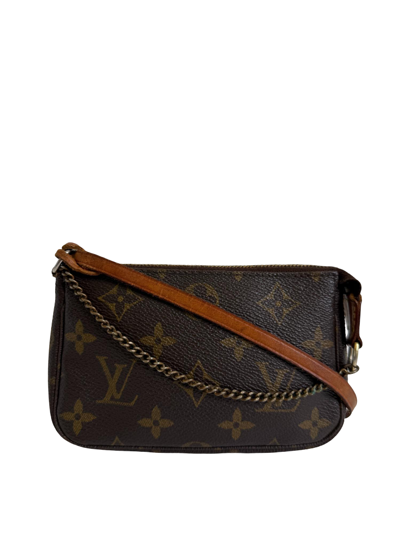 Louis Vuitton Mini Pochette Accessoires Monogram Canvas Chain/Leather Strap