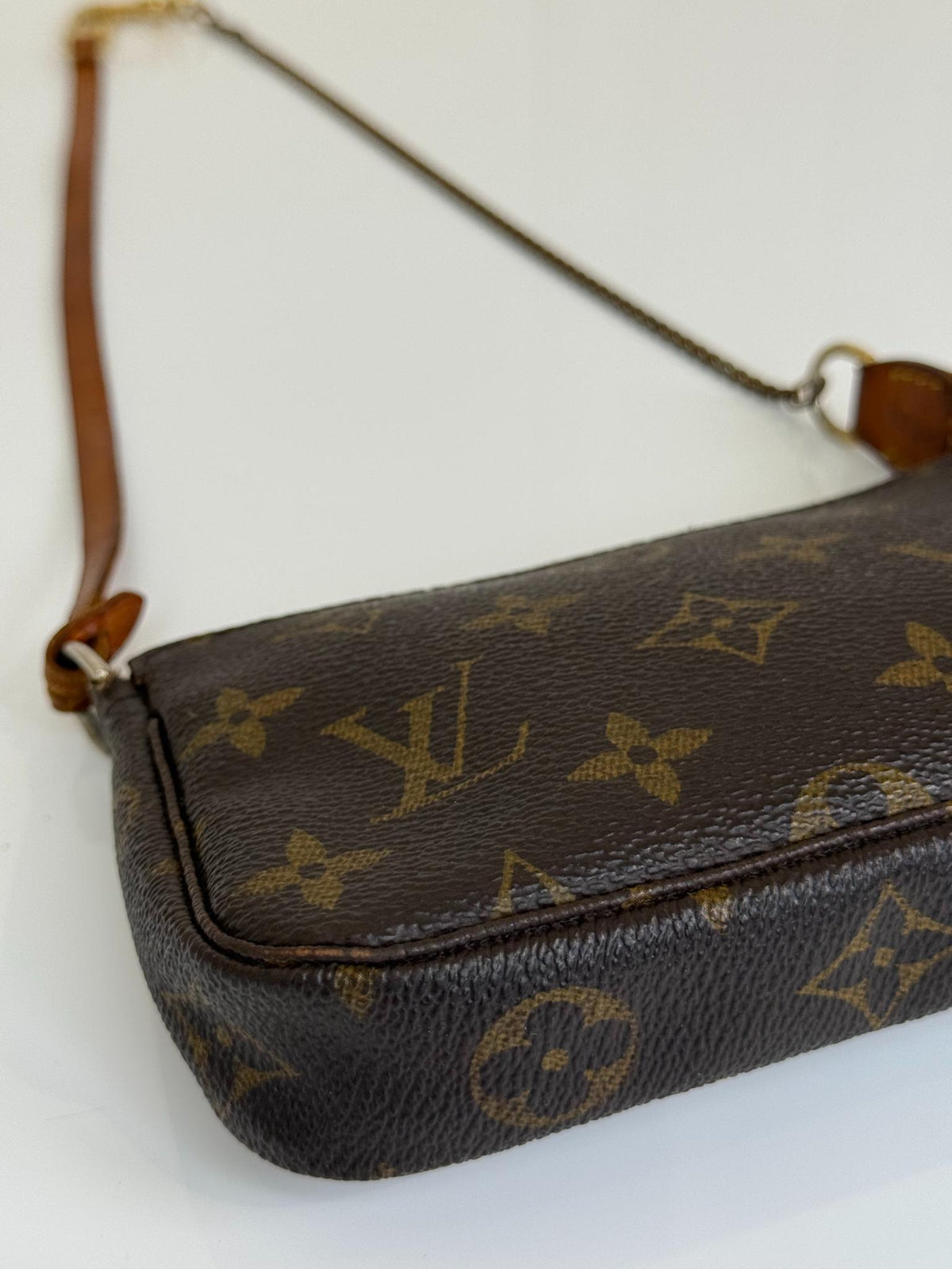 Louis Vuitton Mini Pochette Accessoires Monogram Canvas Chain/Leather Strap