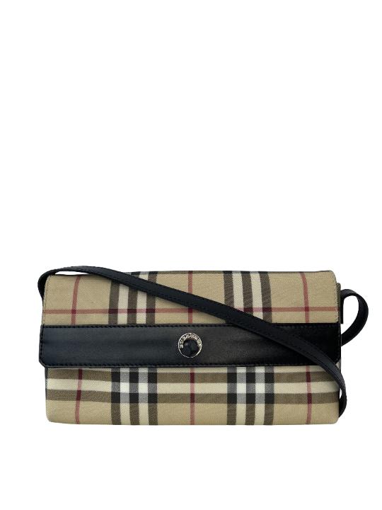 Burberry Beige/Black Nova Check Coated Canvas Pochette