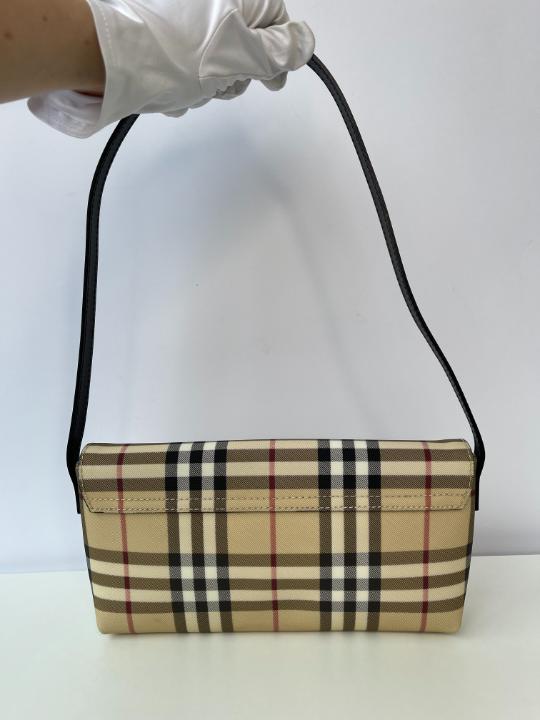 Burberry Beige/Black Nova Check Coated Canvas Pochette