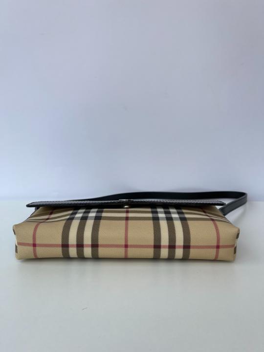 Burberry Beige/Black Nova Check Coated Canvas Pochette