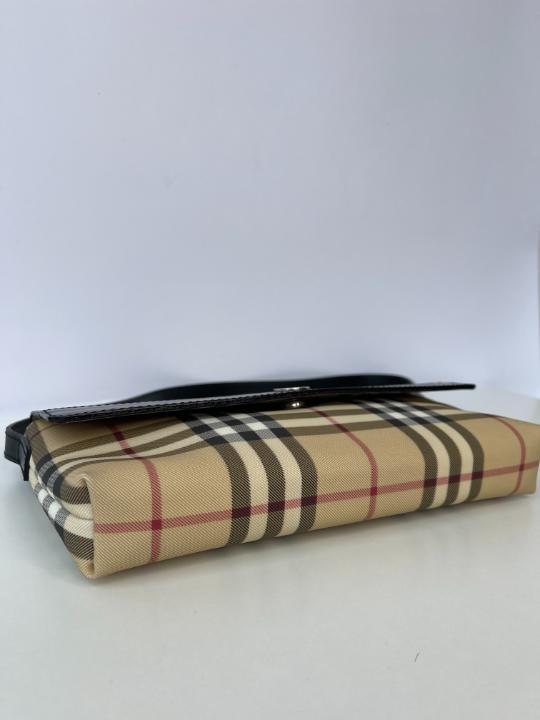 Burberry Beige/Black Nova Check Coated Canvas Pochette