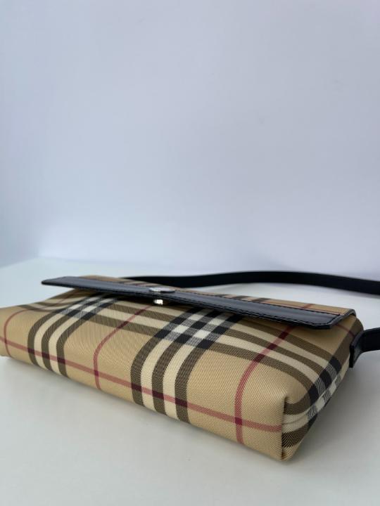 Burberry Beige/Black Nova Check Coated Canvas Pochette