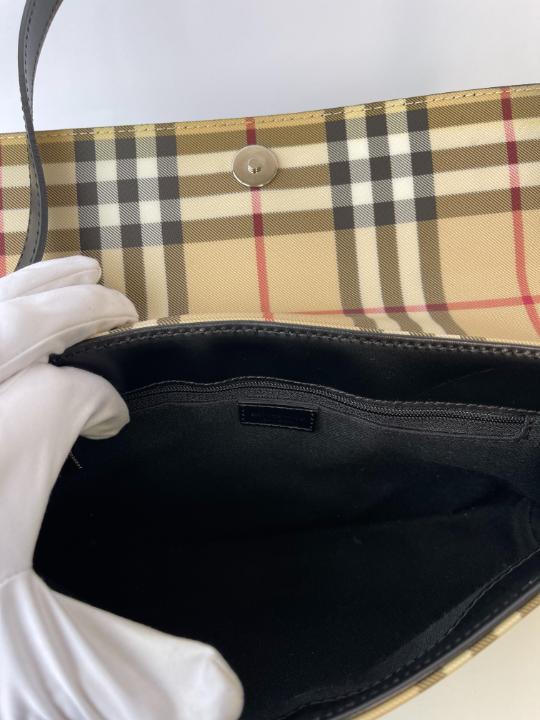 Burberry Beige/Black Nova Check Coated Canvas Pochette