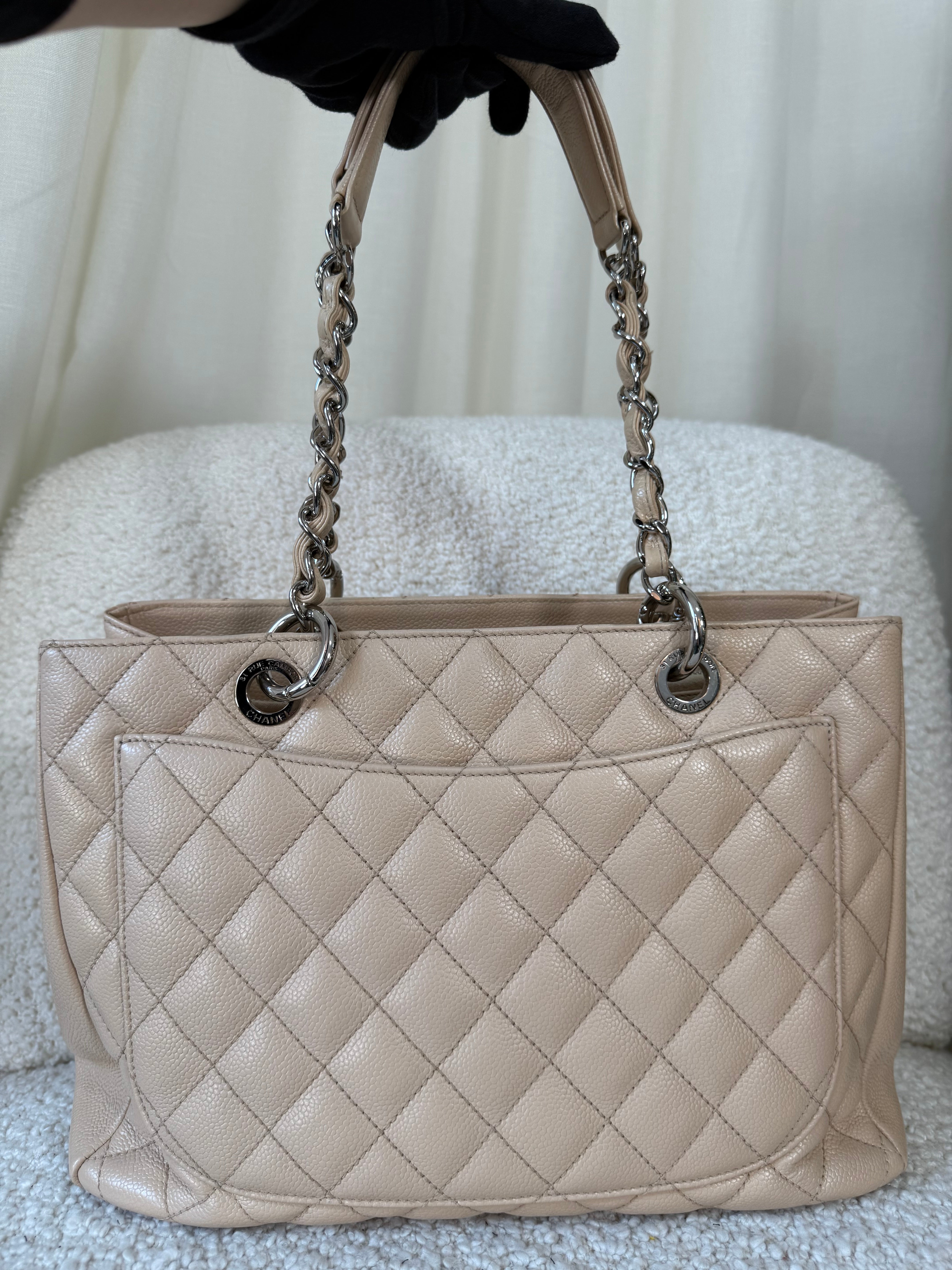 Chanel Grand Shopping Tote Beige Caviar Leather (GST)